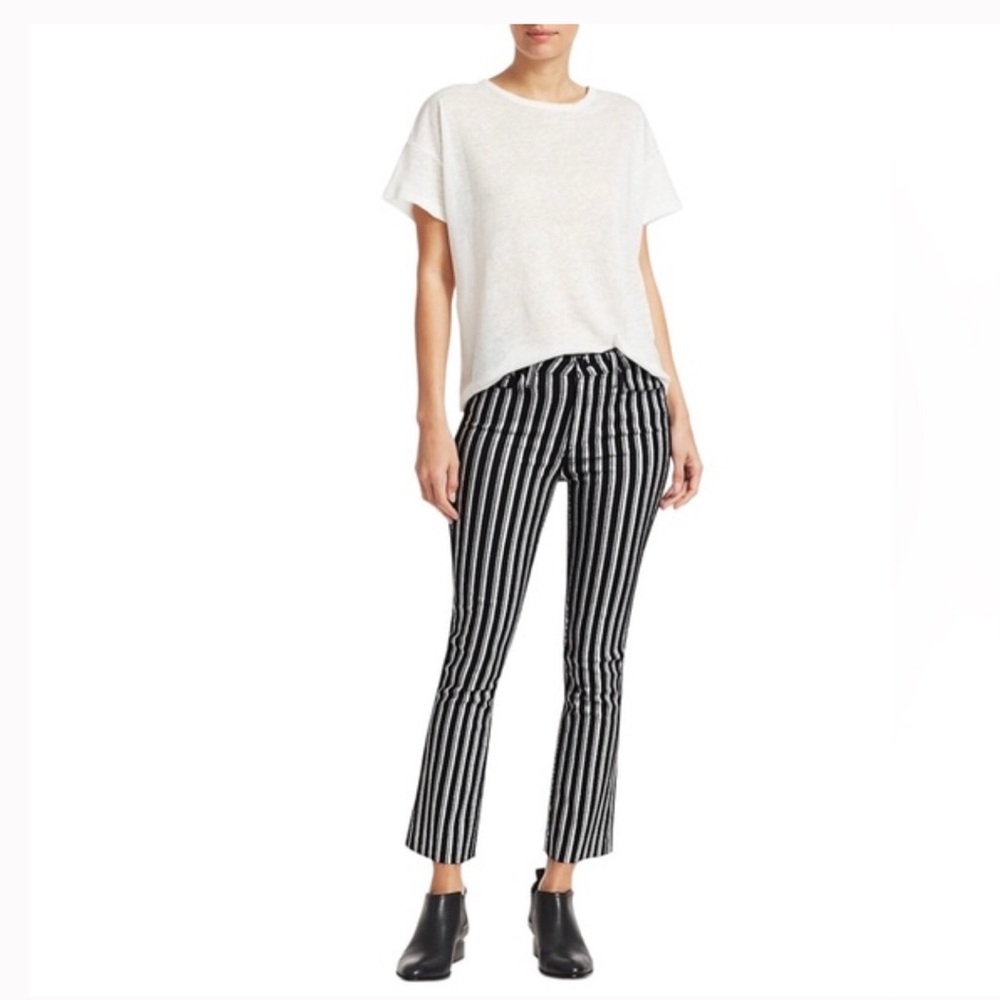 PAIGE Colette Crop Flare Metallic Striped Jeans Size 32